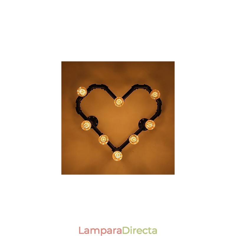 Lámpara de pared creativa con forma de corazón y tubería de agua vintage, estilo industrial, para sala de estar, restaurante, bar, cafetería, decoración de pared.