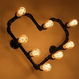 Lámpara de pared creativa con forma de corazón y tubería de agua vintage, estilo industrial, para sala de estar, restaurante, bar, cafetería, decoración de pared.