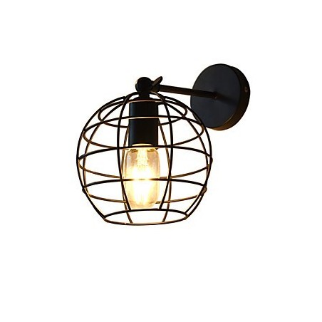 Lámpara de pared de hierro redonda hueca con ladrillos, estilo americano, con decoración de sable de luz, color negro Lámpara de pared de hierro redonda hueca con ladrillos, estilo americano, con decoración de sable de luz, color negro