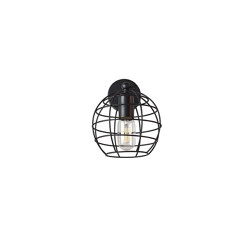 Lámpara de pared de hierro redonda hueca con ladrillos, estilo americano, con decoración de sable de luz, color negro