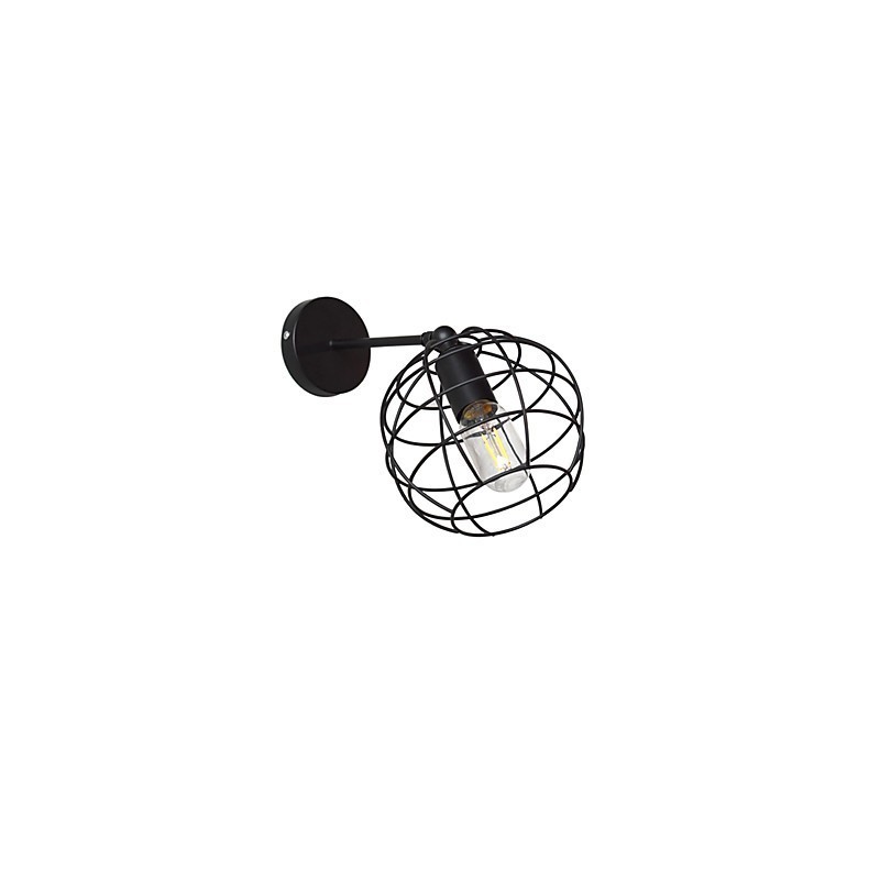 Lámpara de pared de hierro redonda hueca con ladrillos, estilo americano, con decoración de sable de luz, color negro