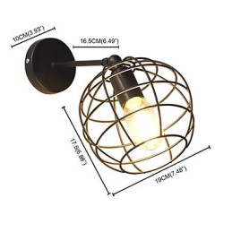 Lámpara de pared de hierro redonda hueca con ladrillos, estilo americano, con decoración de sable de luz, color negro