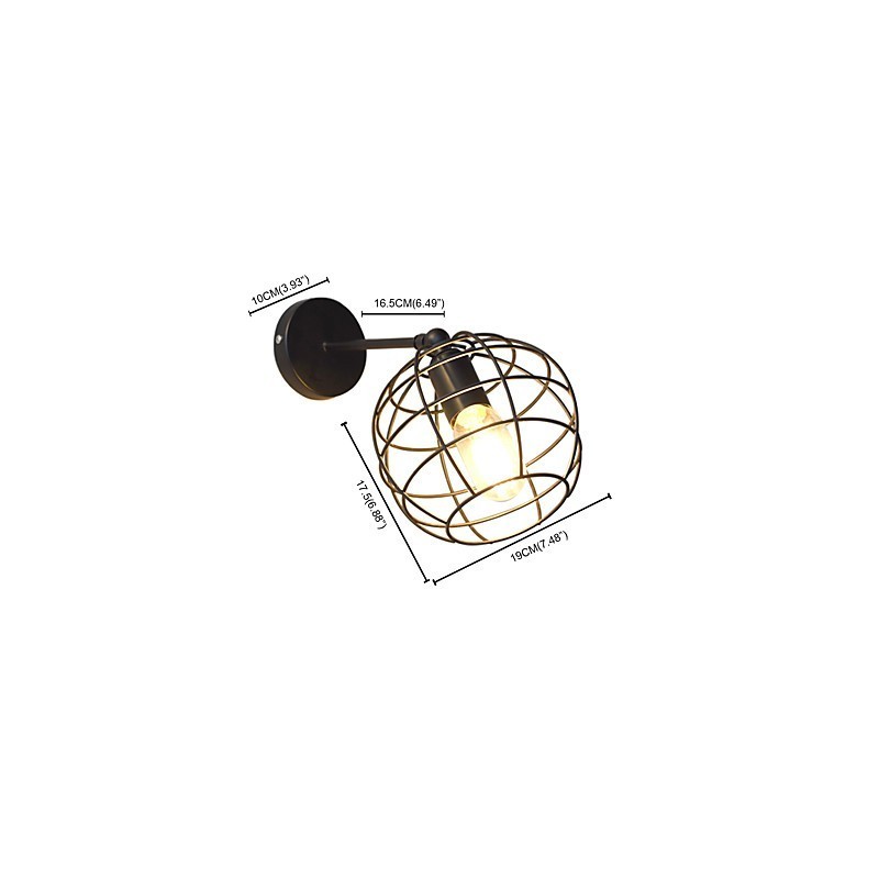 Lámpara de pared de hierro redonda hueca con ladrillos, estilo americano, con decoración de sable de luz, color negro
