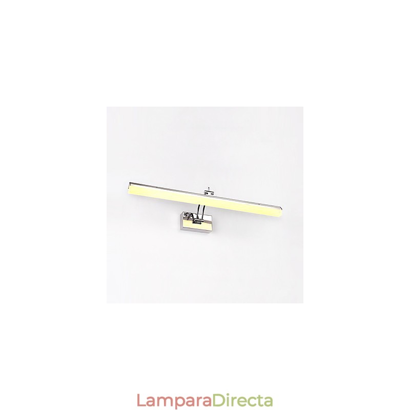 Lámpara de pared moderna y contemporánea integrada en cromo para iluminación ambiental de baño.
