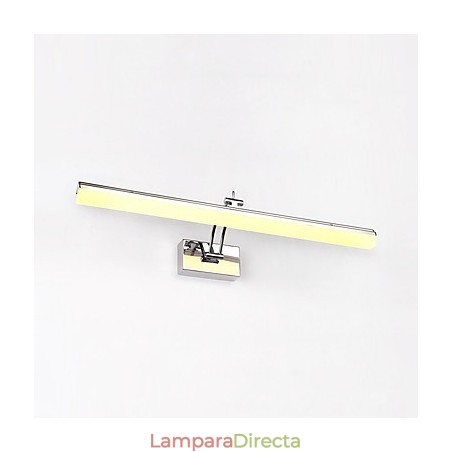 Lámpara de pared moderna y contemporánea integrada en cromo para iluminación ambiental de baño. Lámpara de pared moderna y contemporánea integrada en cromo para iluminación ambiental de baño.