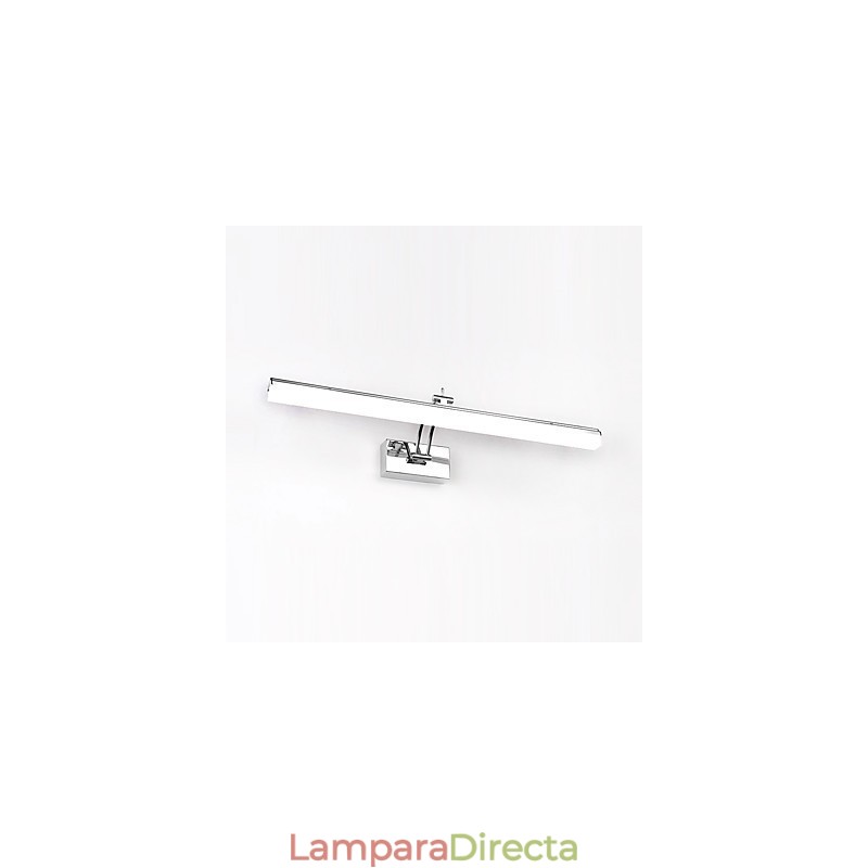 Lámpara de pared moderna y contemporánea integrada en cromo para iluminación ambiental de baño.
