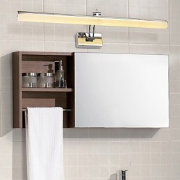 Lámpara de pared moderna y contemporánea integrada en cromo para iluminación ambiental de baño.