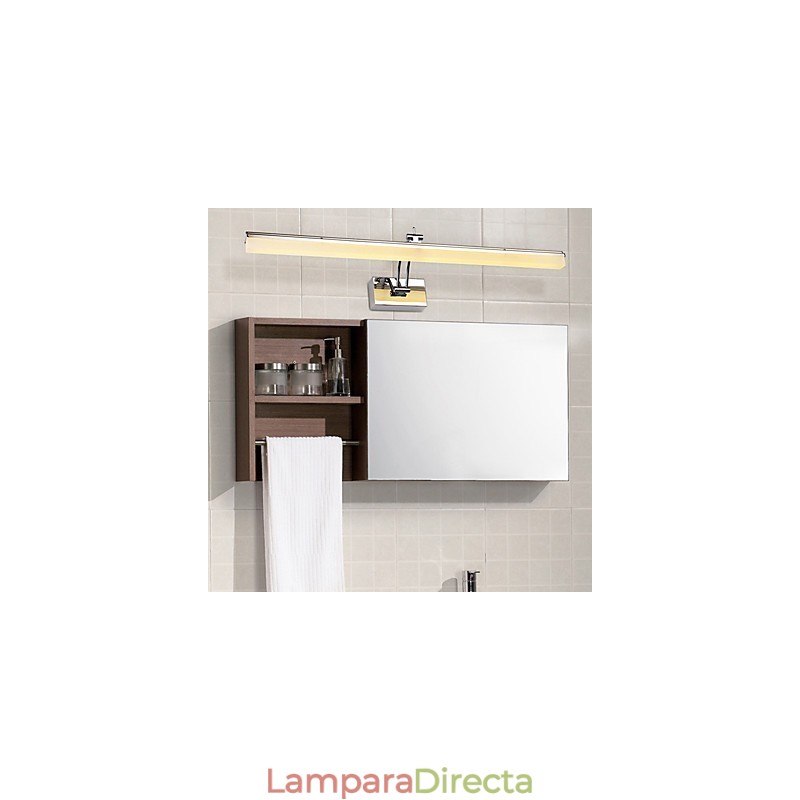 Lámpara de pared moderna y contemporánea integrada en cromo para iluminación ambiental de baño.