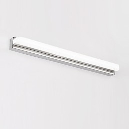 Lámpara de pared moderna y contemporánea integrada en cromo para iluminación ambiental de baño.