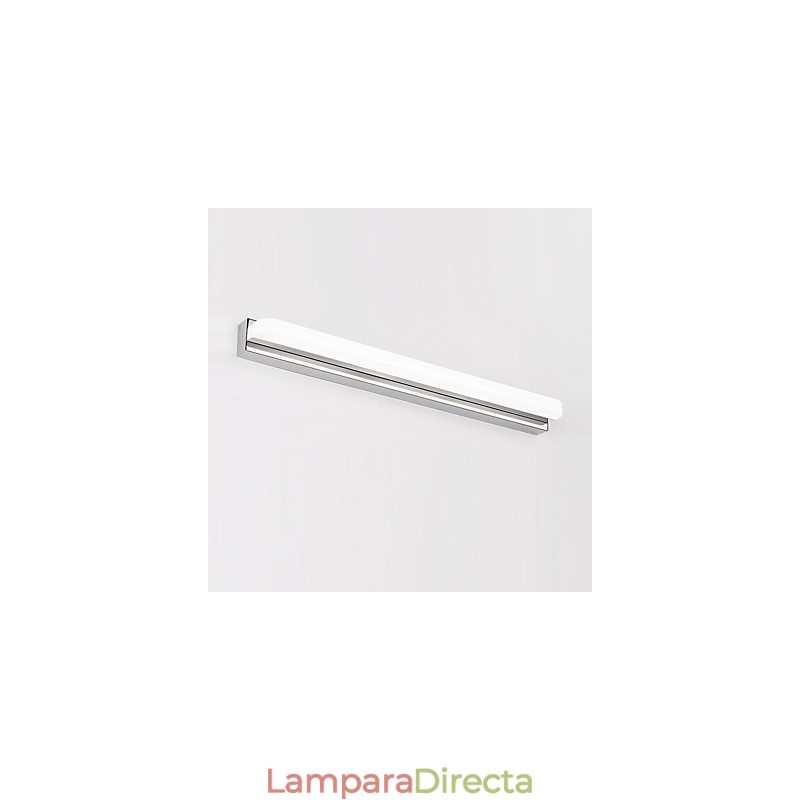 Lámpara de pared moderna y contemporánea integrada en cromo para iluminación ambiental de baño.