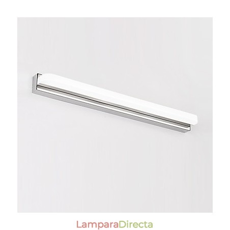 Lámpara de pared moderna y contemporánea integrada en cromo para iluminación ambiental de baño. Lámpara de pared moderna y contemporánea integrada en cromo para iluminación ambiental de baño.