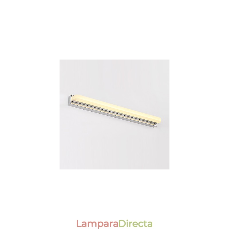 Lámpara de pared moderna y contemporánea integrada en cromo para iluminación ambiental de baño.