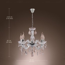 Lámpara de techo cromada Upligh, luz de vela, accesorio acrílico, lámpara colgante