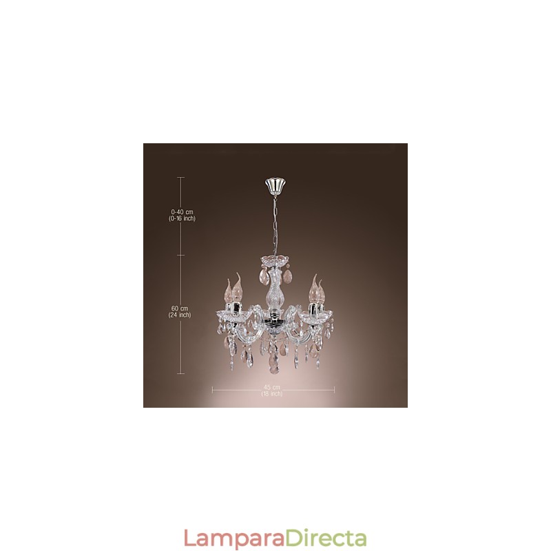 Lámpara de techo cromada Upligh, luz de vela, accesorio acrílico, lámpara colgante