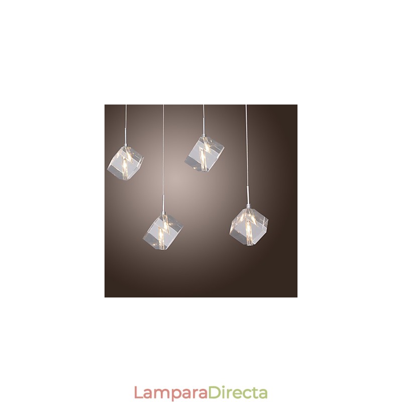 Lámpara colgante moderna contemporánea de cristal de isla en cromo