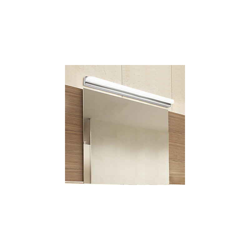 Lámpara de pared moderna y contemporánea integrada en cromo para iluminación ambiental de baño.
