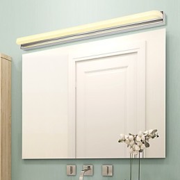 Lámpara de pared moderna y contemporánea integrada en cromo para iluminación ambiental de baño.