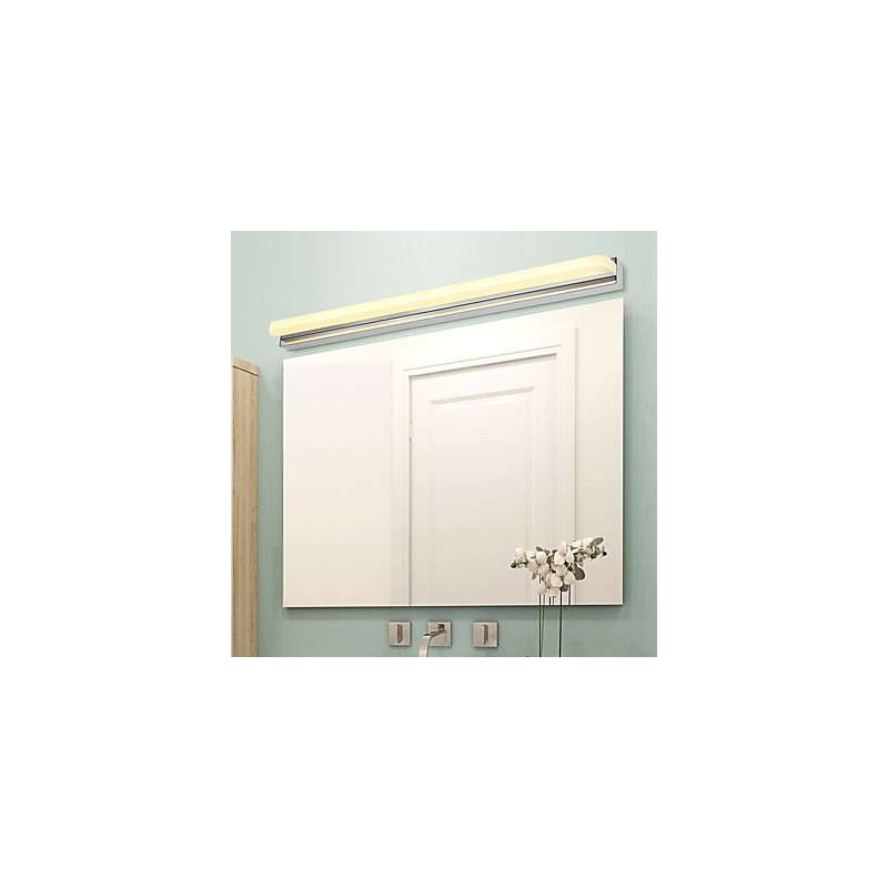 Lámpara de pared moderna y contemporánea integrada en cromo para iluminación ambiental de baño.