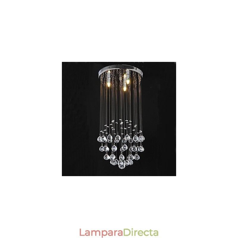 Lámpara empotrada clásica tradicional de metal cromado y cristal