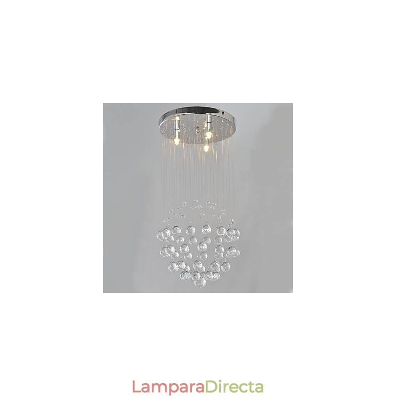 Lámpara empotrada clásica tradicional de metal cromado y cristal