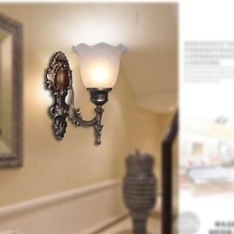 Lámpara de pared retro de estilo europeo, lámpara de pasillo de hotel, luz de pasillo, espejo, lámpara frontal, lámpara de cabecera de un solo cabezal