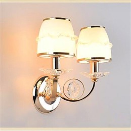 Lámpara de pared con luz ambiental, moderna y contemporánea, galvanizada, con brazo oscilante de cristal y protección ocular.