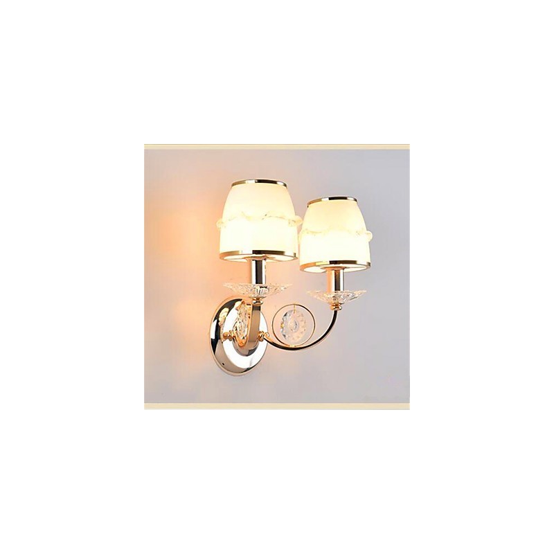Lámpara de pared con luz ambiental, moderna y contemporánea, galvanizada, con brazo oscilante de cristal y protección ocular.