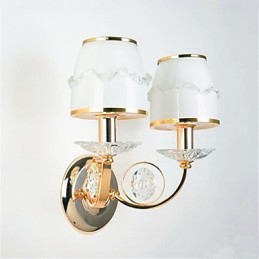 Lámpara de pared con luz ambiental, moderna y contemporánea, galvanizada, con brazo oscilante de cristal y protección ocular.
