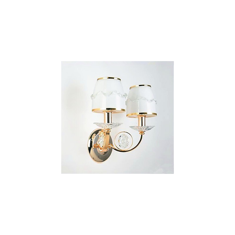 Lámpara de pared con luz ambiental, moderna y contemporánea, galvanizada, con brazo oscilante de cristal y protección ocular.