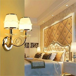 Lámpara de pared con luz ambiental, moderna y contemporánea, galvanizada, con brazo oscilante de cristal y protección ocular.