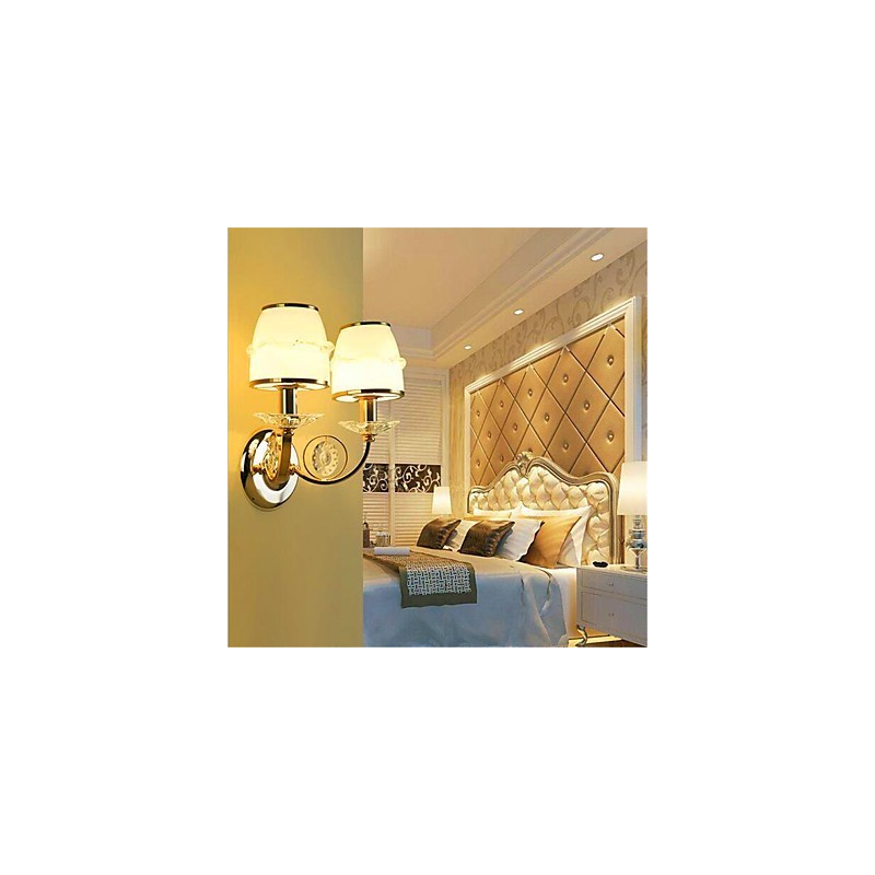 Lámpara de pared con luz ambiental, moderna y contemporánea, galvanizada, con brazo oscilante de cristal y protección ocular.