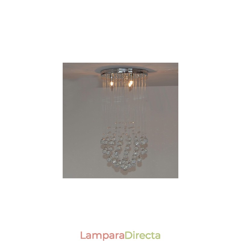 Lámpara empotrada clásica tradicional de metal cromado y cristal