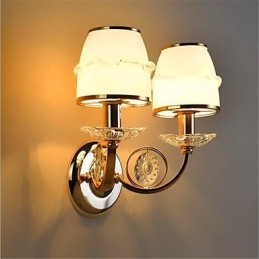 Lámpara de pared con luz ambiental, moderna y contemporánea, galvanizada, con brazo oscilante de cristal y protección ocular.