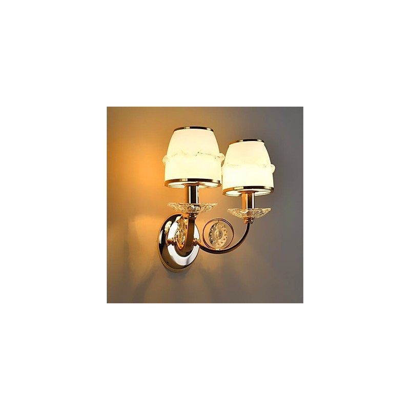 Lámpara de pared con luz ambiental, moderna y contemporánea, galvanizada, con brazo oscilante de cristal y protección ocular.
