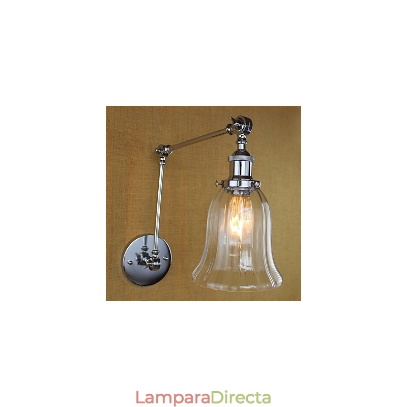 Lámpara de pared con brazo oscilante, luz ambiental de estilo mini con protección ocular, estilo galvanizado retro campestre