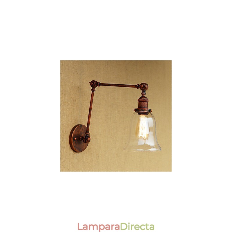 Lámpara de pared con brazo oscilante, luz ambiental de estilo mini con protección ocular, estilo galvanizado retro campestre