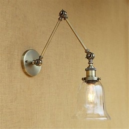 Lámpara de pared con brazo oscilante, luz ambiental de estilo mini con protección ocular, estilo galvanizado retro campestre