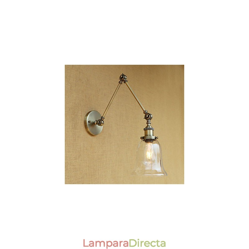 Lámpara de pared con brazo oscilante, luz ambiental de estilo mini con protección ocular, estilo galvanizado retro campestre