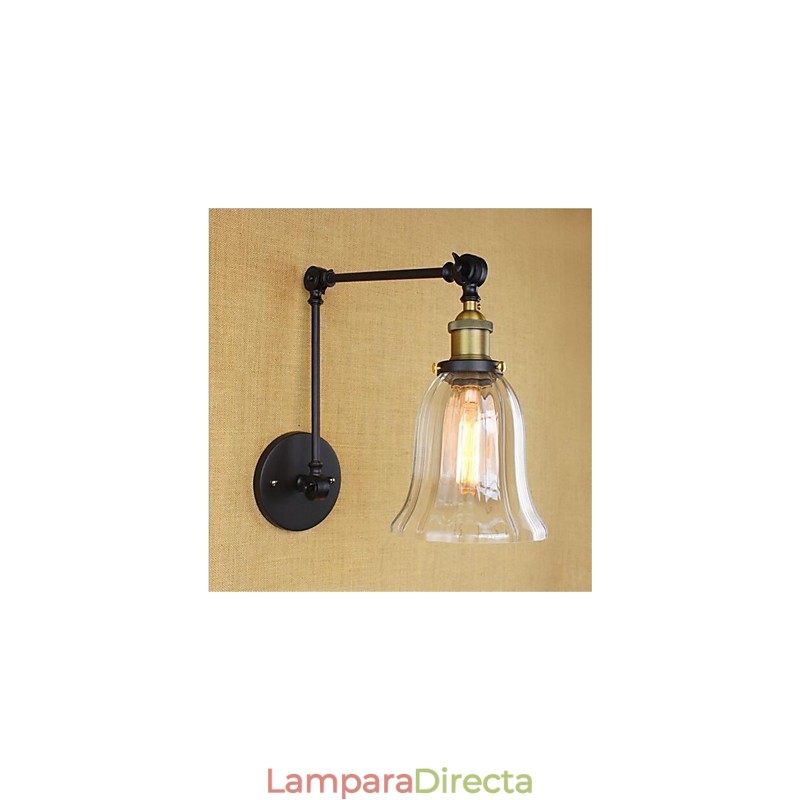 Lámpara de pared con brazo oscilante, luz ambiental de estilo mini con protección ocular, estilo galvanizado retro campestre