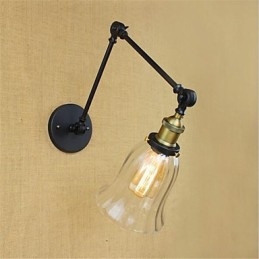 Lámpara de pared con brazo oscilante, luz ambiental de estilo mini con protección ocular, estilo galvanizado retro campestre