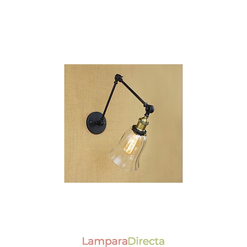 Lámpara de pared con brazo oscilante, luz ambiental de estilo mini con protección ocular, estilo galvanizado retro campestre