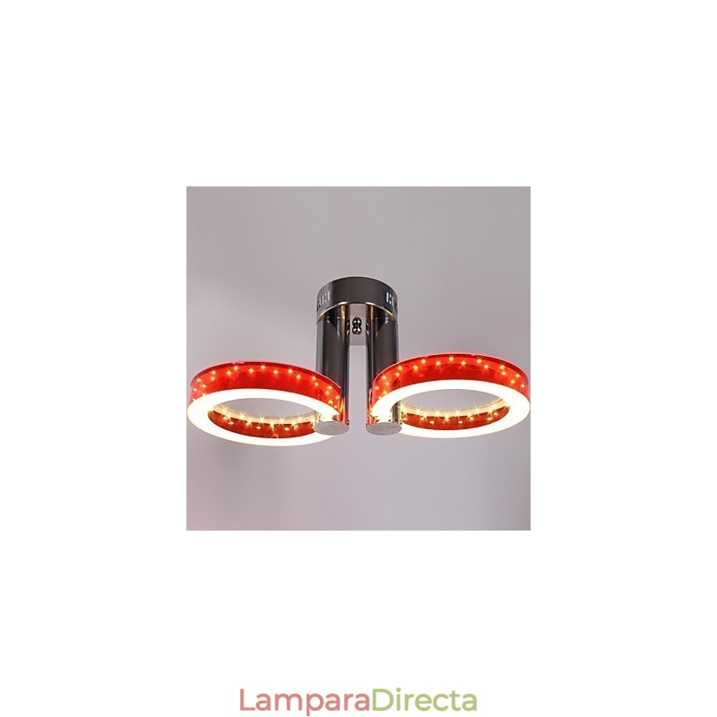 Lámpara de araña acrílica blanca cálida y roja con 2 luces