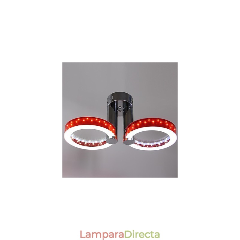 Lámpara de araña acrílica blanca cálida y roja con 2 luces