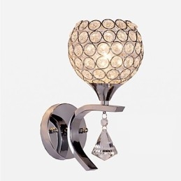 Aplique de pared con luz ambiental de cristal, moderno y contemporáneo, galvanizado, Max Crystal