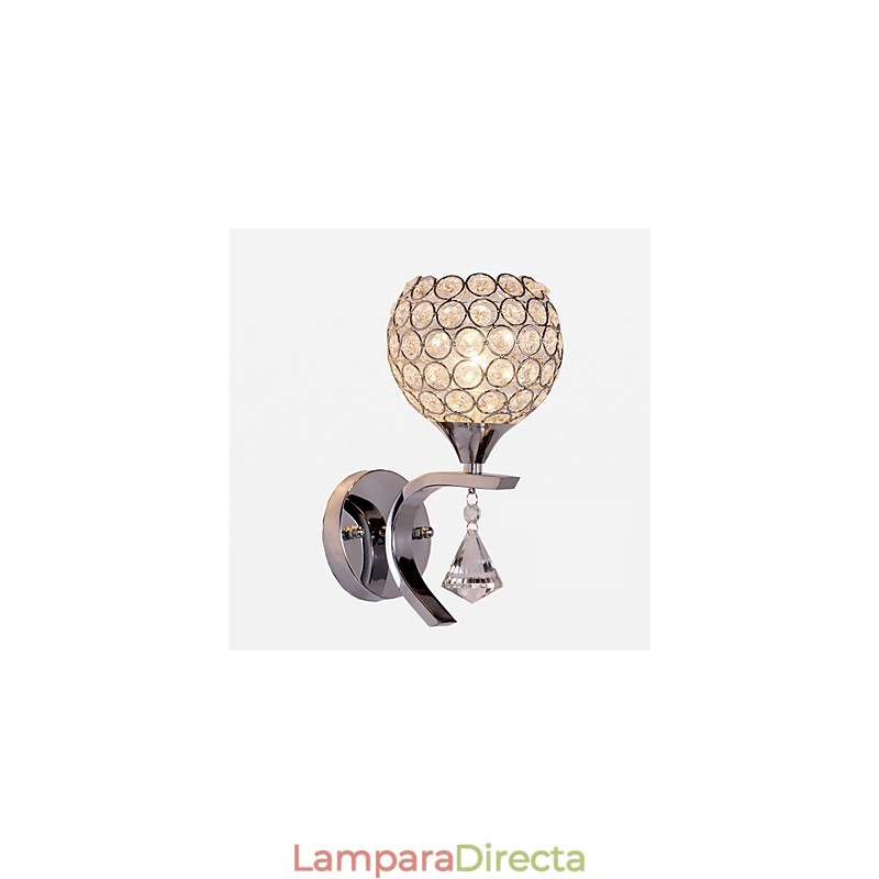 Aplique de pared con luz ambiental de cristal, moderno y contemporáneo, galvanizado, Max Crystal