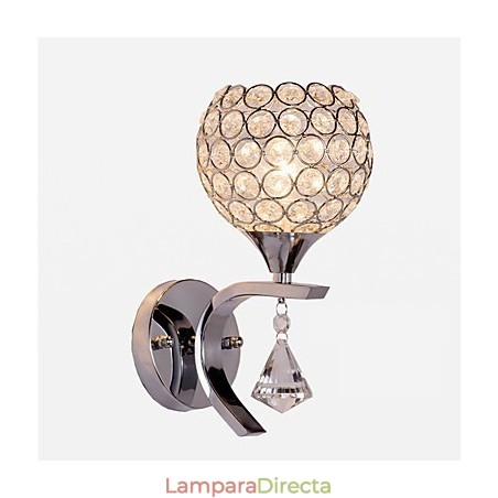 Aplique de pared con luz ambiental de cristal, moderno y contemporáneo, galvanizado, Max Crystal Aplique de pared con luz ambiental de cristal, moderno y contemporáneo, galvanizado, Max Crystal