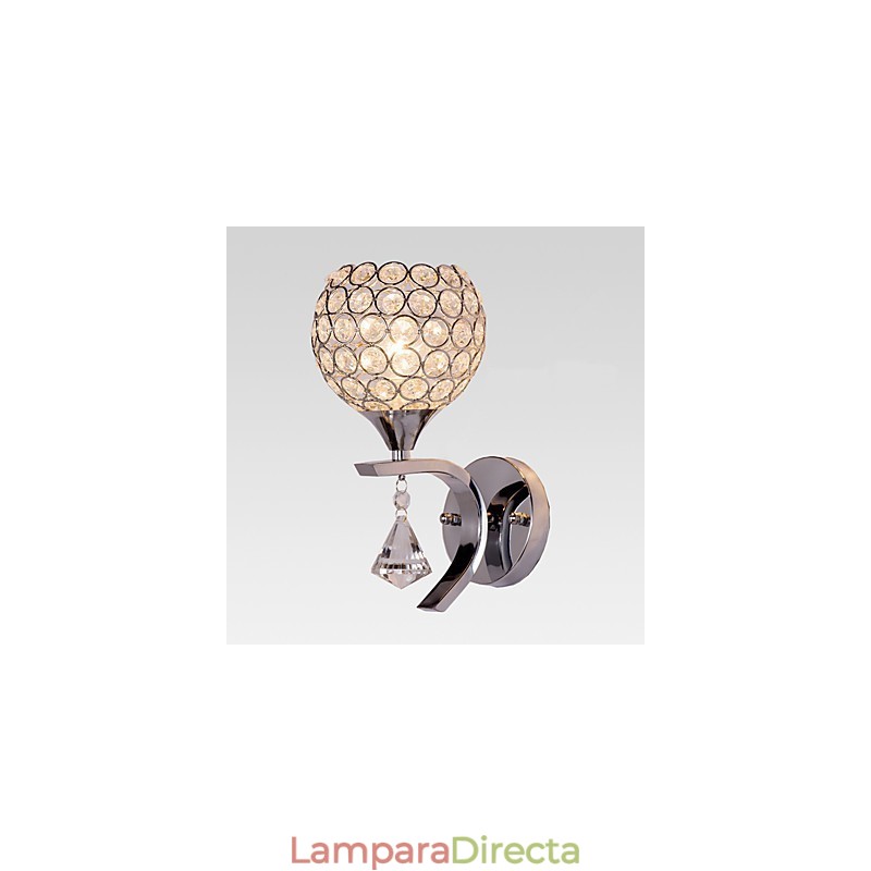 Aplique de pared con luz ambiental de cristal, moderno y contemporáneo, galvanizado, Max Crystal