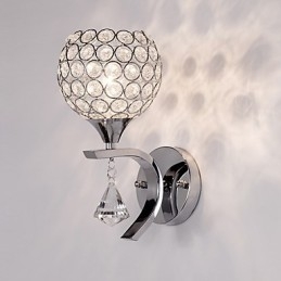 Aplique de pared con luz ambiental de cristal, moderno y contemporáneo, galvanizado, Max Crystal