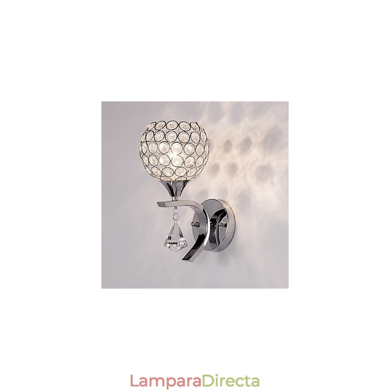 Aplique de pared con luz ambiental de cristal, moderno y contemporáneo, galvanizado, Max Crystal