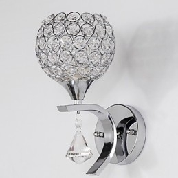 Aplique de pared con luz ambiental de cristal, moderno y contemporáneo, galvanizado, Max Crystal